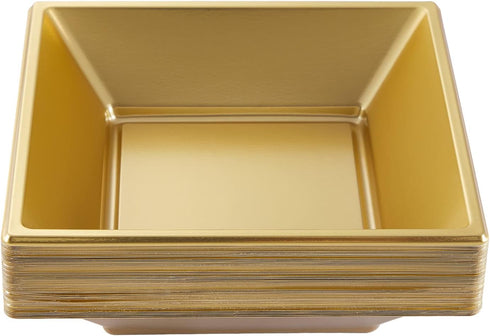 N9R 50 Count Gold Square Plastic Serving Bowls, 12 oz Disposable Bowls for Candy, Salad, Perfect for Parties