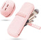 2 x Portable Cosmetic Bag with Adhesive Tape, Silicone Makeup Brush Holder & Sponge Holder, Light Pink