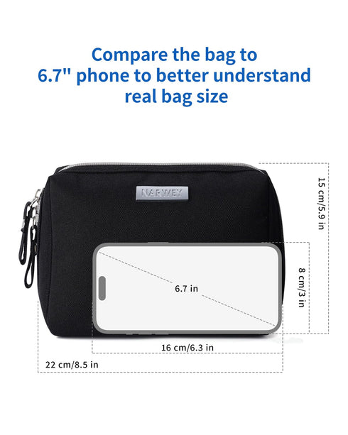 Narwey Makeup Bag Travel Cosmetic Organizer Toiletry Bag with Compartments for Women Girls (Large, Black)