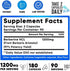 We Like Vitamins Berberine 1200mg Pure Max Strength, 180 Gluten-Free Vegetarian Capsules