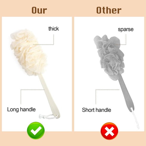 2Pack Back Scrubber for Shower | PIPUHA Loofah Sponge Shower Brush with Long Handle | Bathing Accessories (Blue and