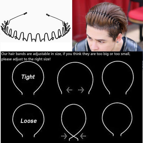 WantGor Metal Headbands, 2 Pack Fashion Unisex Black Hairband, Non Slip Sports Hair Accessories