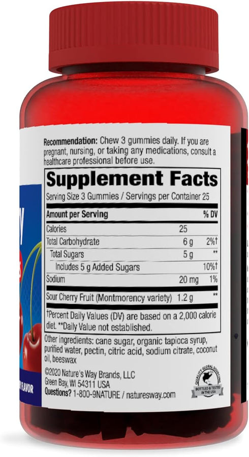 Nature's Way Tart Cherry Ultra Gummies - Antioxidant Support from Anthocyanins, 75 Count