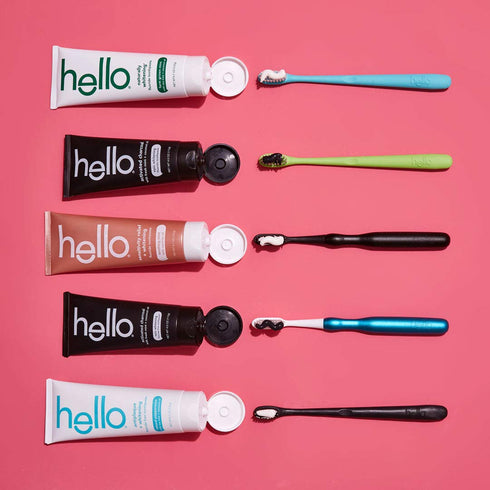 hello Manual Adult Toothbrush With Reusable Charcoal Aluminum Handle & 4 Soft Replacement Heads, 4 Count