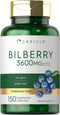 Carlyle Bilberry Extract Capsules, 3600mg, 150 Count, Vegetarian, Non-GMO, Gluten Free Fruit Supplement