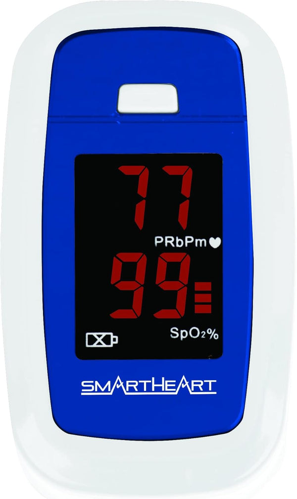 SmartHeart Pulse Oximeter | Blood Oxygen Saturation Monitor with Lanyard and Batteries | Portable Spot-Check