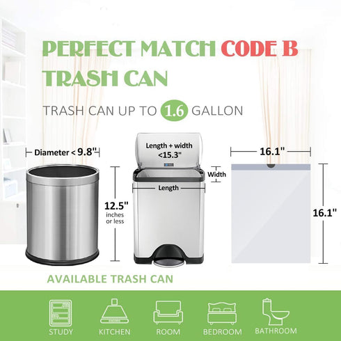 Teivio 1.6 Gallon 100 Count Strong Drawstring Trash Bags, 6 Liter Small Bathroom Bin Liners, White