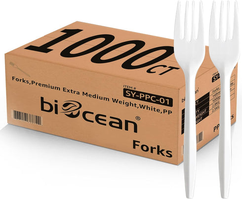 1000PCS Disposable Plastic Forks Silverware Set, Bulk Heavy Duty Reusable Cutlery for Home Restaurant Party Picnic