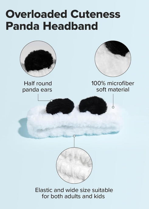 I DEW CARE Panda Face Wash Headband | Adorable Design for Cleansing, Skincare, Makeup, 100% Microfiber, 1 Count