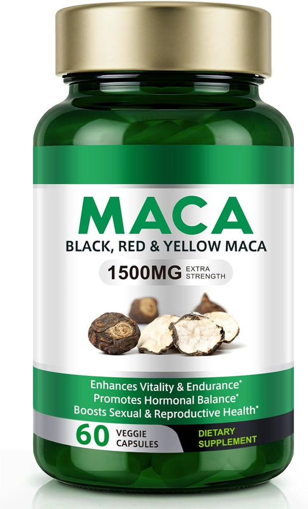 Vceeoy Maca Root, Black Pepper Extract Capsules for Women & Men with 1500