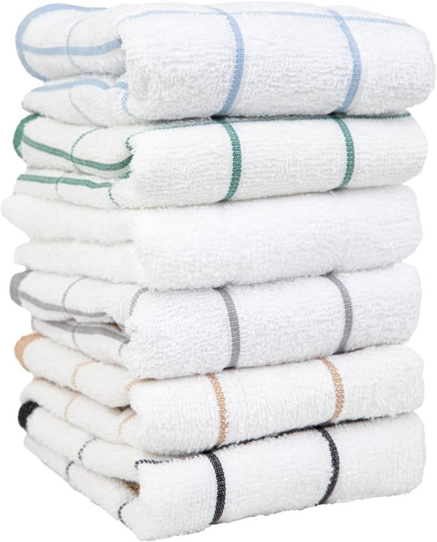 Arkwright Kitchen Tea Towels, Pack of 12, 100% Cotton Terry Dishcloths, Highly Absorbent & Quick Dry, 15 x 25 in, Grey