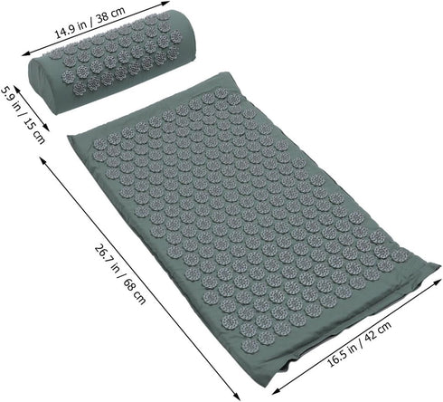 Set TEHAUX Acupressure Mat and Massage Pillow with Non-Slip Surface for Full Body Therapy, Practical Acupuncture
