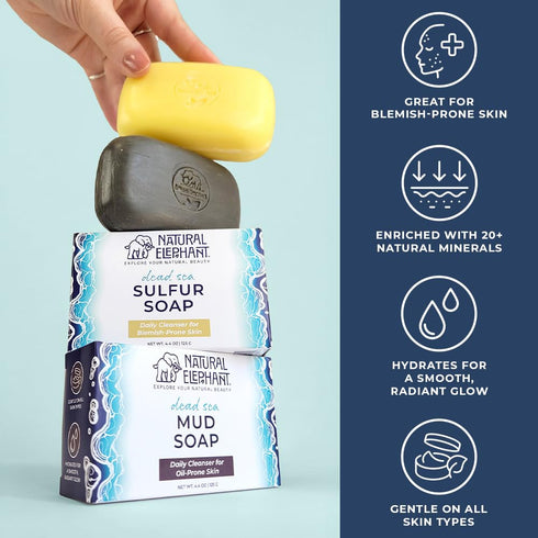 Natural Elephant Dead Sea Mud Soap 4.4 oz (125 g) – All-Natural Face and Body Cleanser with Mineral-Rich Mud