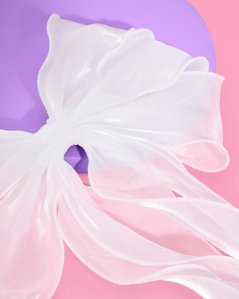xo, Fetti Bachelorette XL Hair Bow - White Organza Bach Party Decorations and Wedding Gift