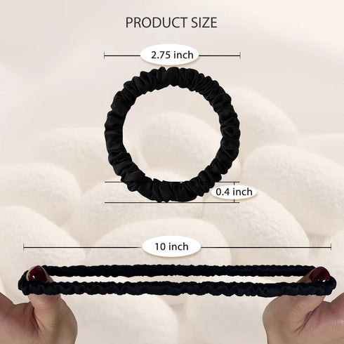 Silk Hair Ties - 22 Momme 100% Pure Mulberry Silk Scrunchies for Hair Sleep, 6 Pack (Black*2, Navy*1, Lotus Pink*1,