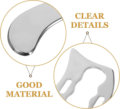 HAMPPLIES 2pcs Set Stainless Steel Body Scraper and Face Neck Massager Myofascial Release Massage Tool for Deep Tissue