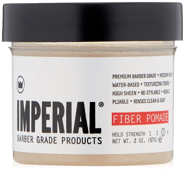 Imperial Barber Fiber Pomade - Medium Hold Water-Based High Sheen Formula with Texturizing Fibers, 2 oz Travel Size