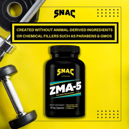 SNAC ZMA-5 Sleep Aid Supplement, 90 Veggie Capsules for Muscle Recovery, Immune Support & Restorative Sleep with Zinc,