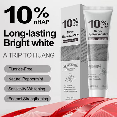 MOOMARTO 10% (2-Pack) Nano Hydroxyapatite Toothpaste for Advanced Enamel Repair & Sensitivity Relief, Fluoride-Free