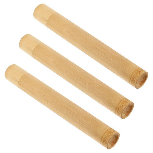 Healifty Bamboo Toothbrush Holder - Portable Wood Cover for Disposable Travel Toothbrushes, Rustic Organizer Kit