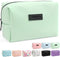MAANGE Small Makeup Bag for Purse, Travel Cosmetic Bag Pouch, PU Leather Portable Zipper Pouch for Women (Green)