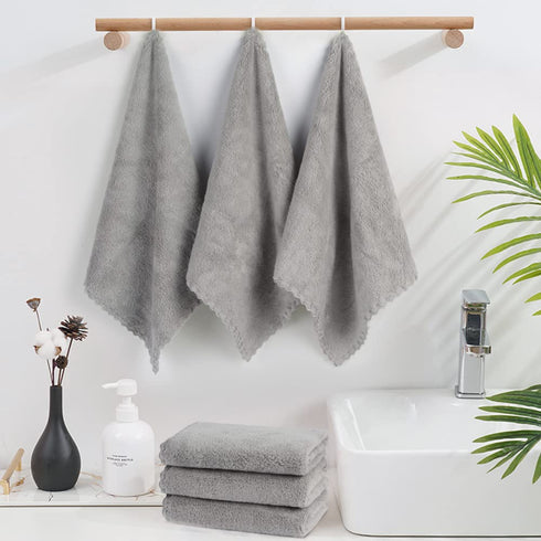 SUNLAND Microfiber Face Cloth, Reusable Makeup Remover Facial Cleansing Towel, 12inchx12inch, 6 Pack Grey