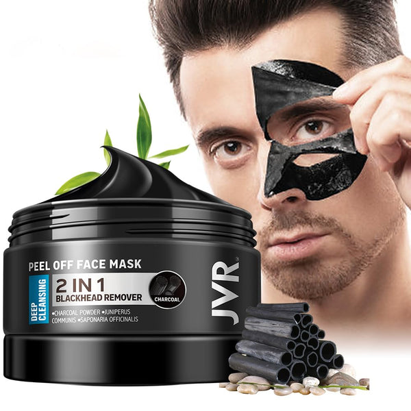 JVR Peel Off Face Mask, Blackhead Remover for Men, Charcoal Facial Mask, 4.23 OZ