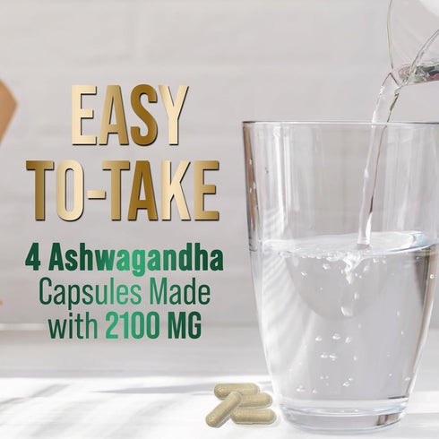 Herbal Ashwagandha 2,100 mg, Extra Strength Unwind, Calm & Relax Support, Vegan, Gluten Free, 180 Capsules