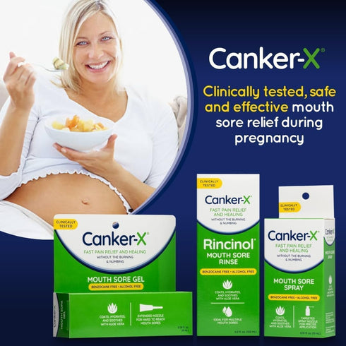 Canker-X Rincinol Oral Rinse Mouthwash - Quick Pain Relief from Canker Sores, Benzocaine & Alcohol Free, 4.0 Fl. Oz.