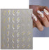 Gold Nail Art Stickers, Metallic Line Nail Decals for Luxury French Tip Manicure, 3D Self-Adhesive Supplies, 8 Sheets