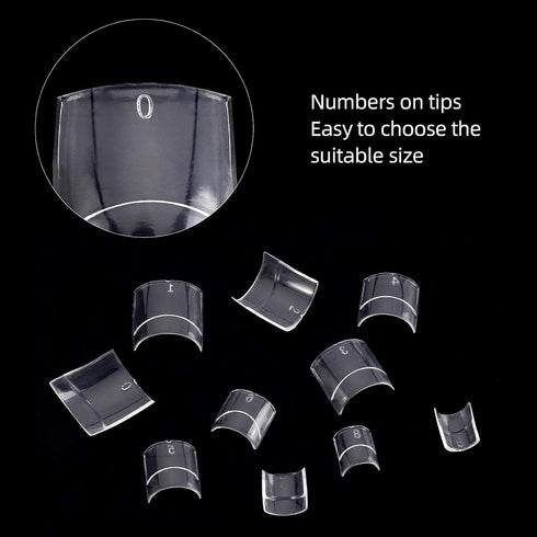 Square Nail Tips Half Cover, 500Pcs Clear Acrylic French Short False Nails with Box