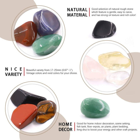 Hilitchi 1lb Bulk Large Natural Tumbled Polished Brazilian Stones - Gemstone Healing Crystals Quartz for Wicca, Reiki