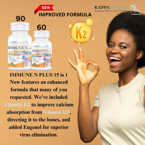 NAC 600mg, Quercetin 1,000mg, Vitamin C 500mg, 90 Capsules, Immune N Plus 15 in 1 Supplement