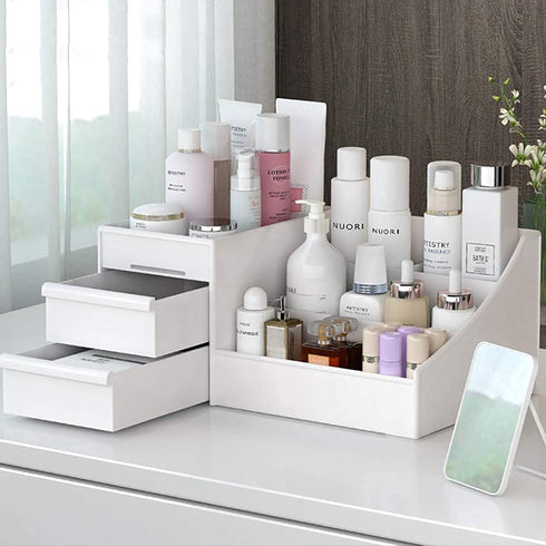 Large Makeup Capacity Cosmetic Storage Box, Skin Care Organizer for Jewelry, Makeup, Brushes, Lipsticks, Nail Polish,