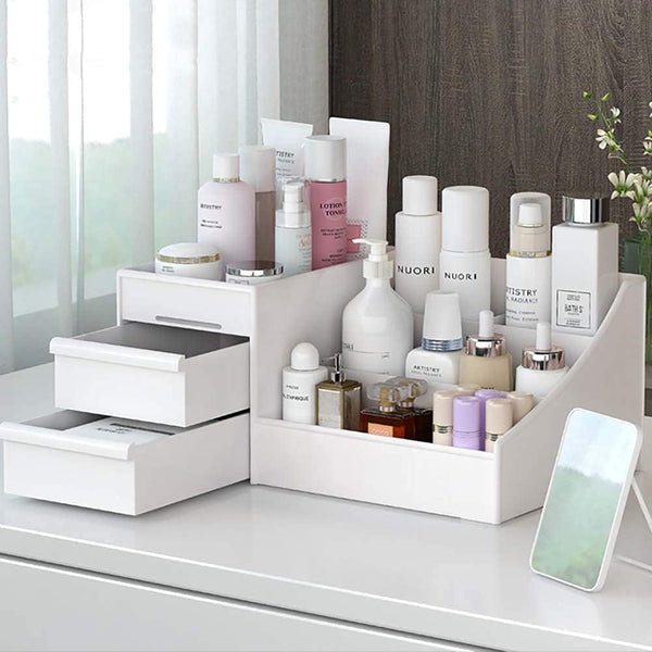 Large Makeup Capacity Cosmetic Storage Box, Skin Care Organizer for Jewelry, Makeup, Brushes, Lipsticks, Nail Polish,