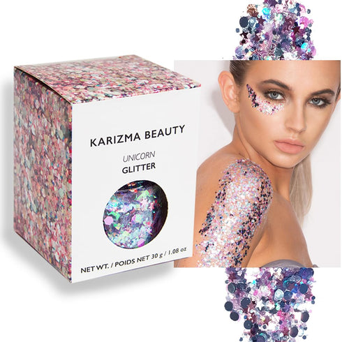 KARIZMA Unicorn Body Glitter Set - 30g Chunky Face, Hair, Eye & Body Glitter for Women - Rave & Festival Accessories