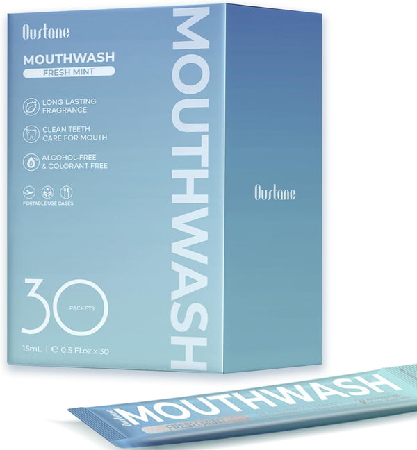OUSTANE Mouthwash Travel Size, Alcohol-Free Fresh Mint Mouthwash Strips, Long-Lasting Freshness, Disposable Packs