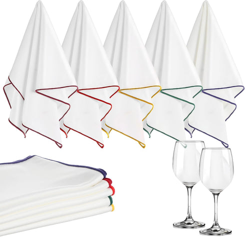 Ubamdom 5 20 14 Inch (5 Pcs Wine Glass Polishing Cloths Large Microfiber Cleaning Cloths x Lintless Towels for Drying