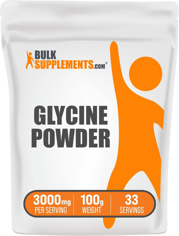BulkSupplements.com Glycine Powder - L-Glycine Supplements, 3000mg per Serving, Pure & Gluten Free, 100g (3.5 oz)