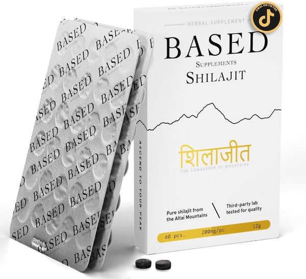 Based Shilajit | Pure Shilajit Tablets with Max Potency for Energy & Immune Support for Men and Women | 60 Tablets