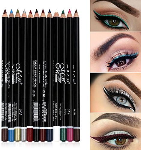 12Pcs Lot Set 12 Colors Eyeliner Pencil Waterproof Eyebrow Pencil Cosmetics with a Pencil Sharpener