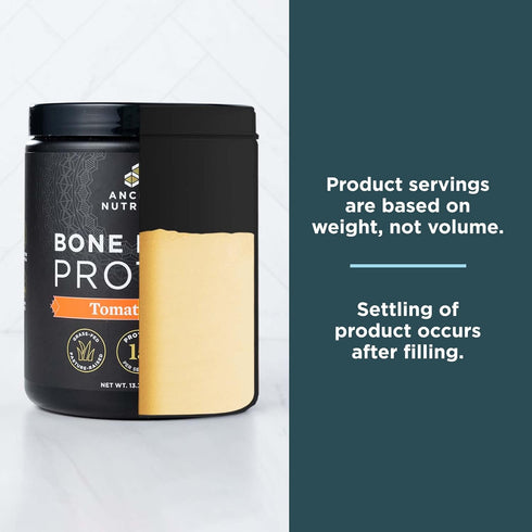 Ancient Nutrition Bone Broth Protein Powder, Tomato Basil, Grass-Fed Chicken and Beef, 15g Protein, 15 Servings