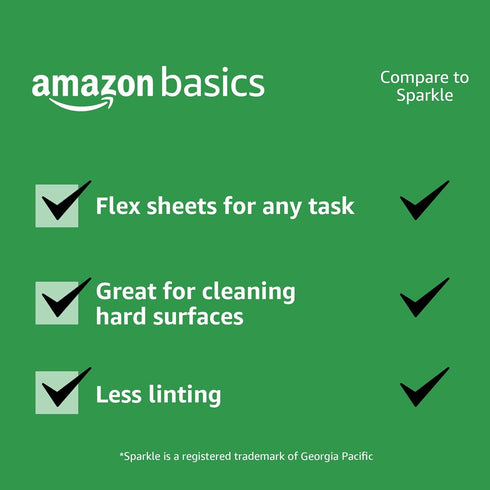 Amazon Basics 2-Ply Flex-Sheets Paper Towels, 2 Rolls = 5 Regular Rolls, 150 Sheets per Roll