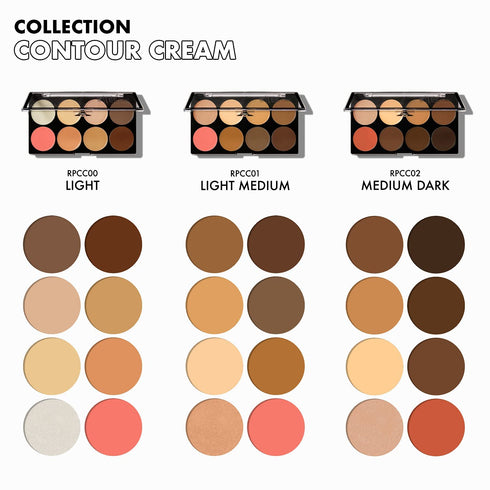 Ruby Kisses Flawless Finish 3D Contour Cream Makeup Palette – Lightweight Multi-Palette for Contouring Foundation,