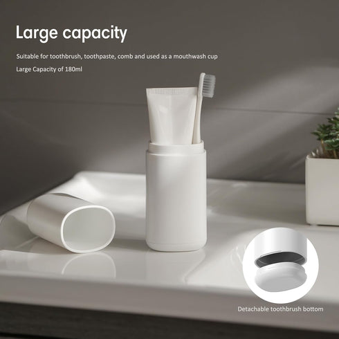 Travel Toothbrush Case, Portable Tooth Brush Holder with Mouthwash Cup, Compact Organizer for Traveling/Camping/School