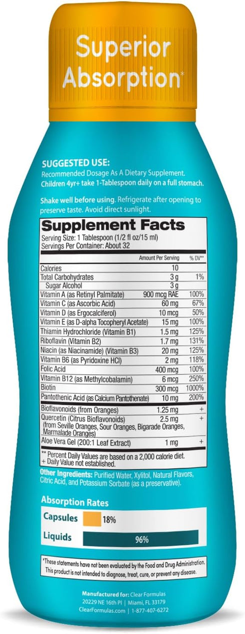 Liquid Multivitamin for Kids - Sugar Free Kids Vitamins -16 oz, 32 Servings