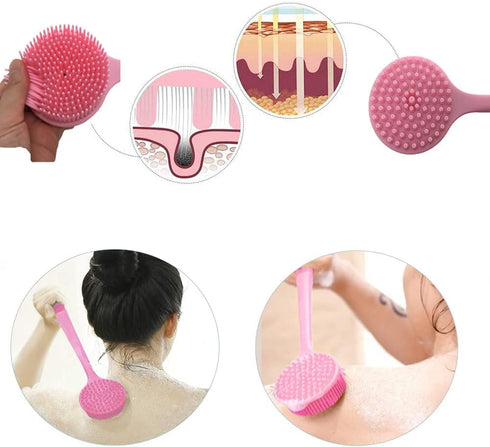 Silicone Body Scrubber, Long Handle Back Scrubber for Shower, Body Brush Shower Scrubber for Exfoliating