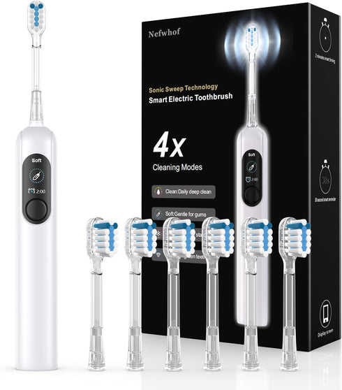 Nefwhof Electric Toothbrush for Adults, Rechargeable Sonic Toothbrush with 42,000 VPM, 5 Modes,