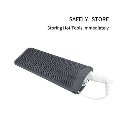 Silicone Heat Resistant Mat, 11 x 5 Inch, Grey, 1 Pack for Hair Iron