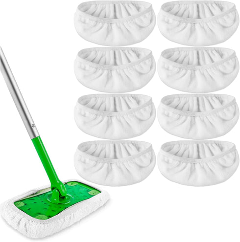 KEEPOW 8 Pack Reusable Wet Pads Compatible with Swiffer Sweeper Mop, Washable Microfiber Cloth Refills for Hardwood